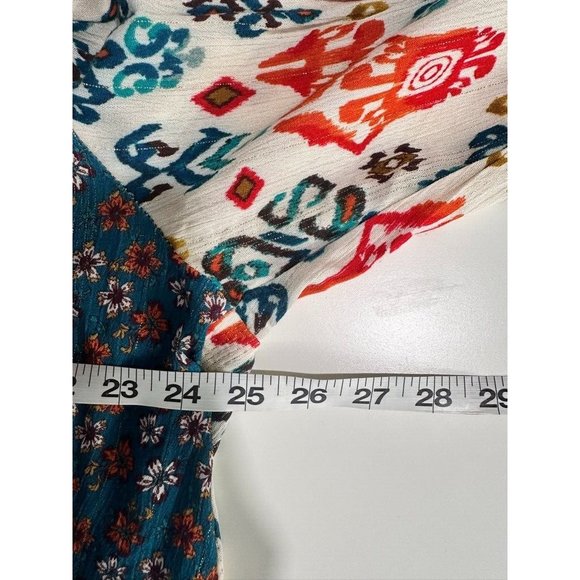 Farmers Market Blouse Woman's Size M Multicolor Boho Charming‎ Art - Picture 9 of 10